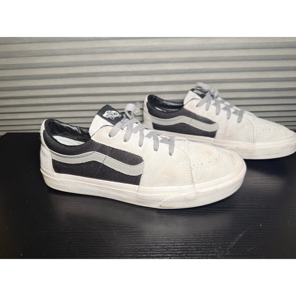 Vans Sk8-Low Sneakers Mens 10 Womens 11.5 Gray Black Suede Canvas Skate Shoes